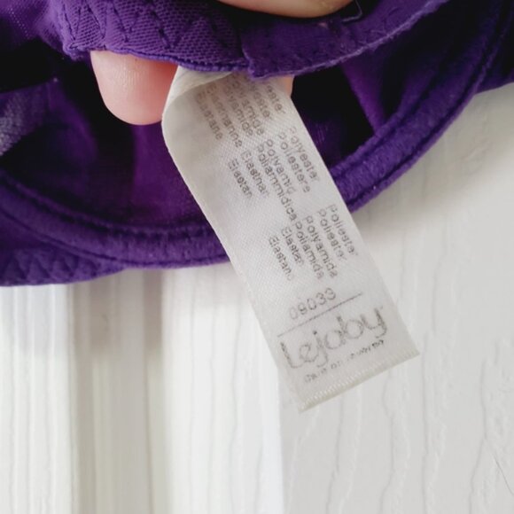 Lejaby France Purple Polkadot Lux Lace Bow Applique Underwire Bra Bralette 32G - Picture 2 of 4